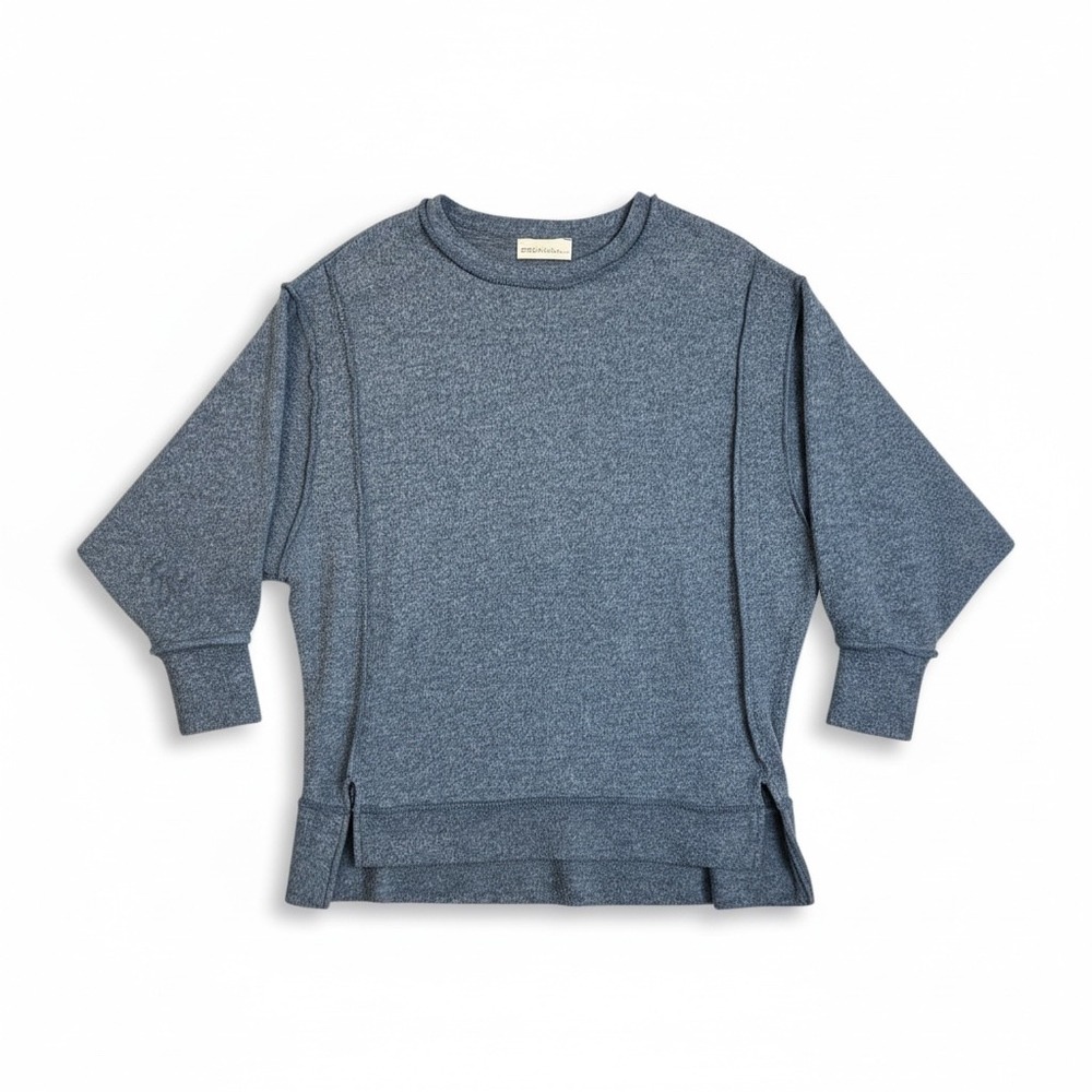 Zenana Blue Marl Oversized Exposed Seam Sweatshirt Lagenlook‎ S/M